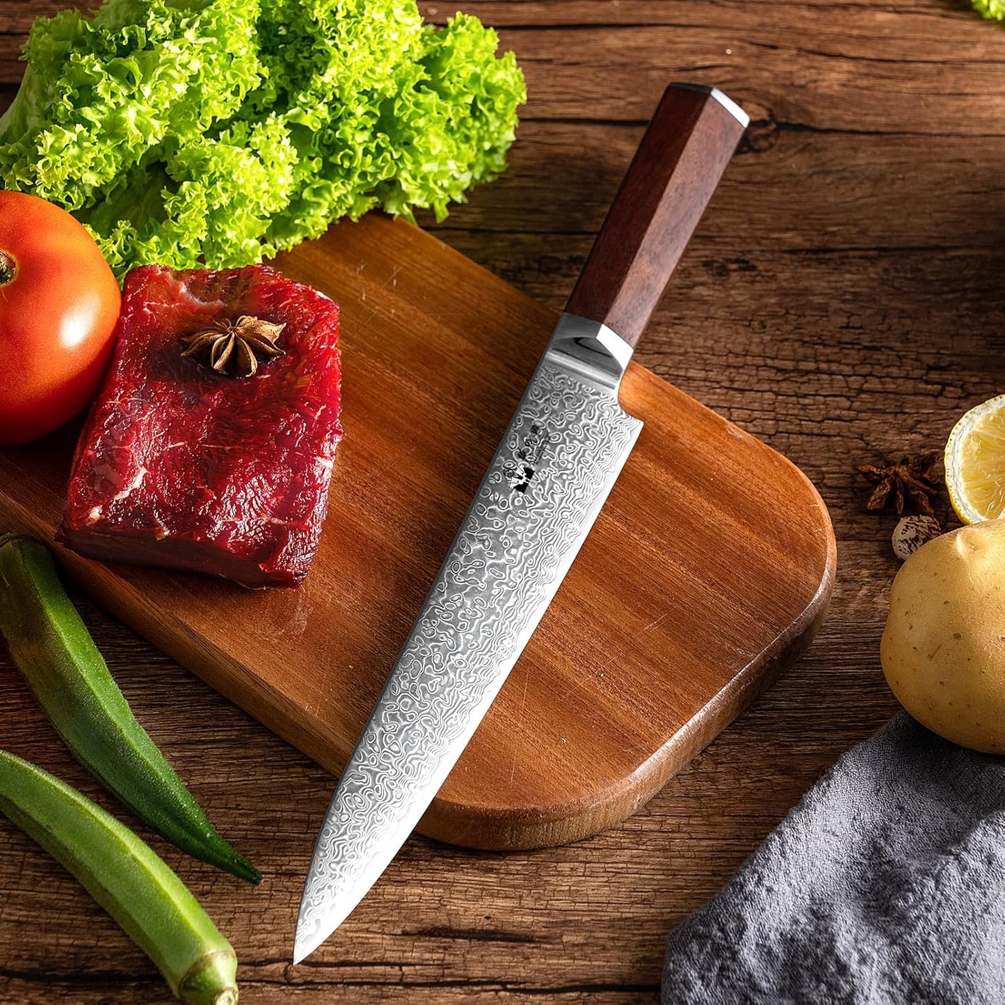 Damascus Paring Knife 3.5-inch Fruit and Vegetable Paring Knife 67-Layer Damascus with VG10 Cutting Core Peeling Knife with Full Tang Ergonomic Natural Wood Handle for Peeling