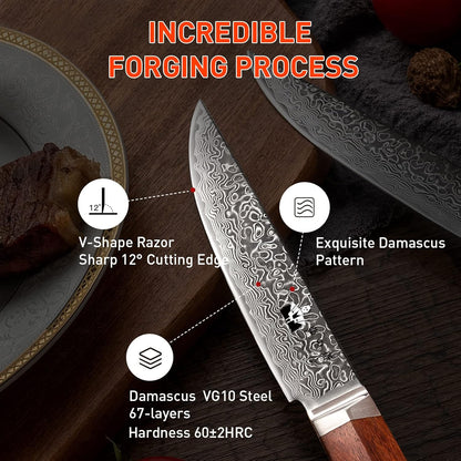 Damascus Paring Knife 3.5-inch Fruit and Vegetable Paring Knife 67-Layer Damascus with VG10 Cutting Core Peeling Knife with Full Tang Ergonomic Natural Wood Handle for Peeling