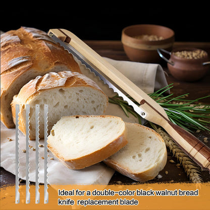 12 Pcs Bread Bow Knife Blades, 10.8" Serrated Stainless Steel blades with Screws, Screwdriver, and Safety Guard, Replacement for Wood Bread Cutter, Bow Bread Knife Replacement Blades