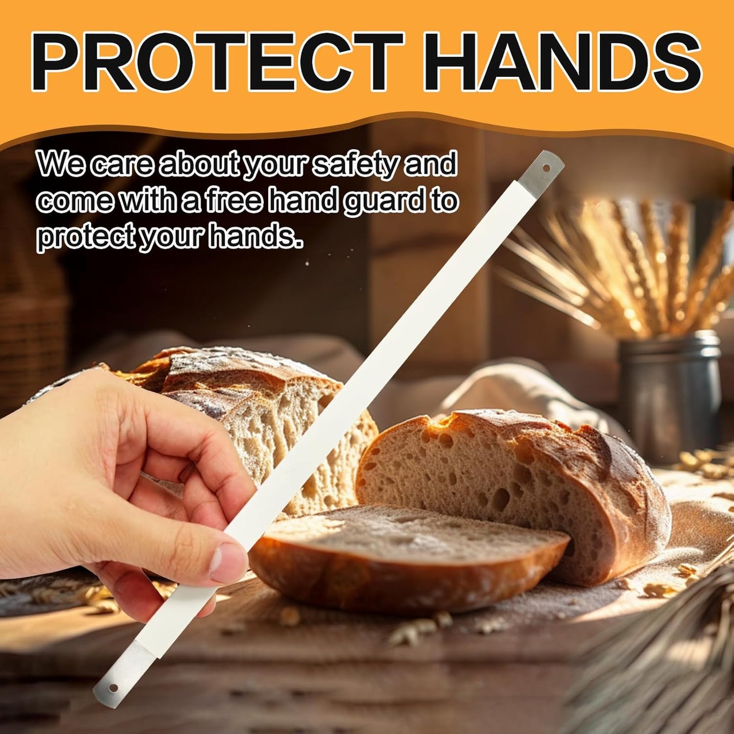 12 Pcs Bread Bow Knife Blades, 10.8" Serrated Stainless Steel blades with Screws, Screwdriver, and Safety Guard, Replacement for Wood Bread Cutter, Bow Bread Knife Replacement Blades