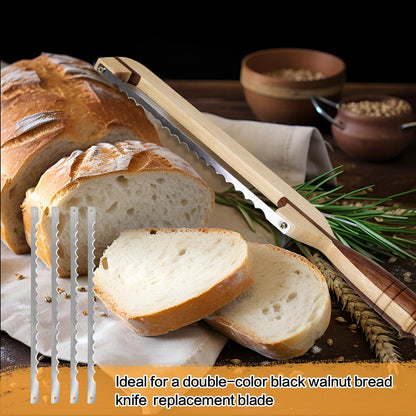12 Pcs Bread Bow Knife Blades, 10.8" Serrated Stainless Steel blades with Screws, Screwdriver, and Safety Guard, Replacement for Wood Bread Cutter, Bow Bread Knife Replacement Blades