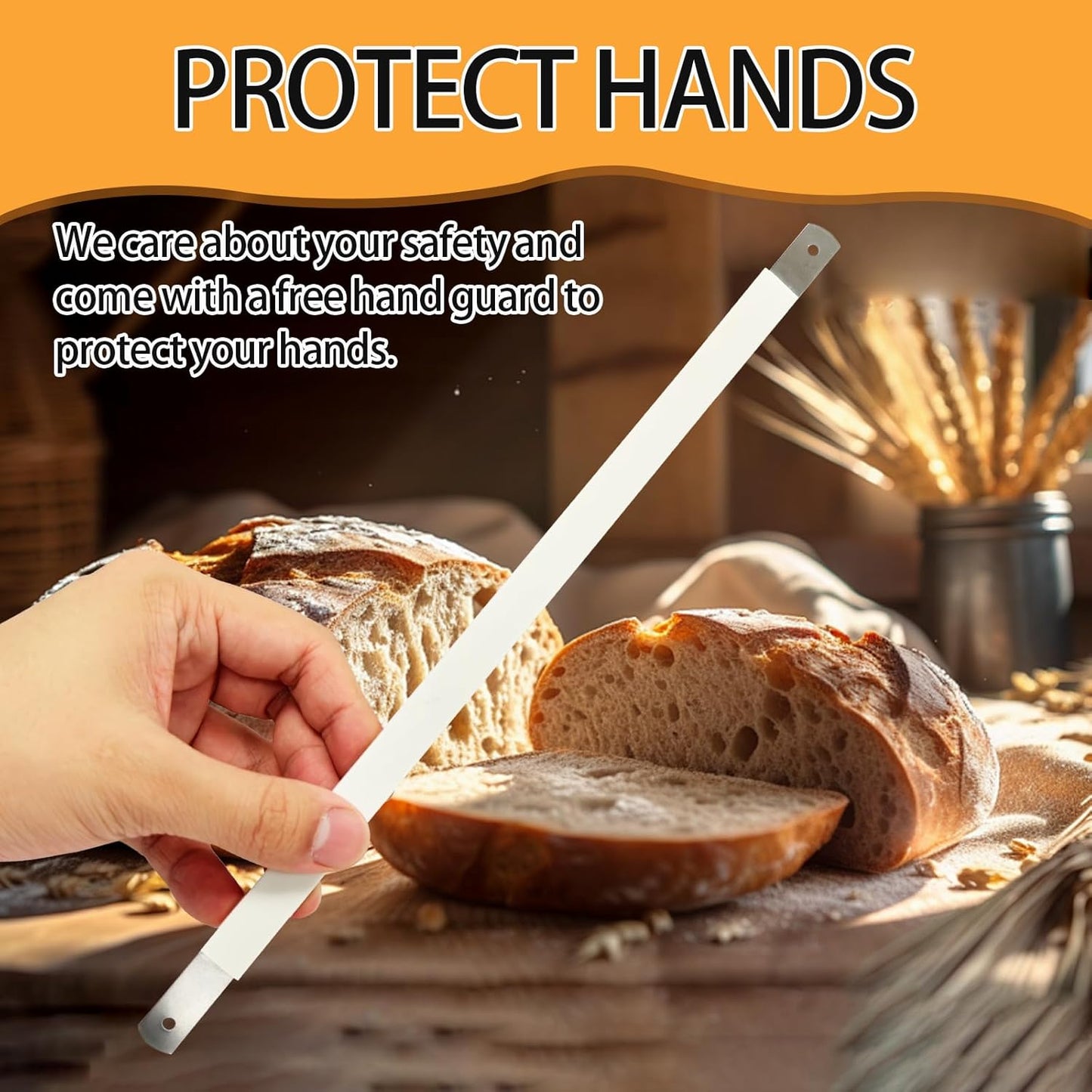 12 Pcs Bread Bow Knife Blades, 10.8" Serrated Stainless Steel blades with Screws, Screwdriver, and Safety Guard, Replacement for Wood Bread Cutter, Bow Bread Knife Replacement Blades