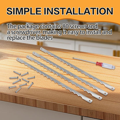 12 Pcs Bread Bow Knife Blades, 10.8" Serrated Stainless Steel blades with Screws, Screwdriver, and Safety Guard, Replacement for Wood Bread Cutter, Bow Bread Knife Replacement Blades
