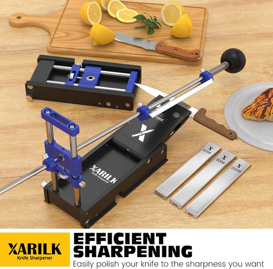 Foldable Knife Sharpening System, Portable Design | Adjustable angle,3 aluminum-backed diamond plates, 320/800/2000 grit, For hunting & kitchen knives
