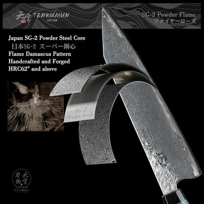 Japanese Gyutou 210mm Profession Santoku Handcrafted 8 inch Chef Knife Handmade Forged Knife Japan SG2 Powder Steel with Blue Wood Handle
