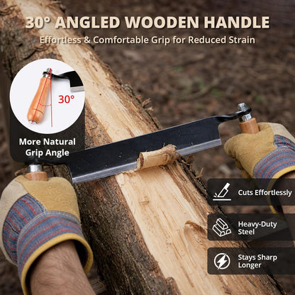 8 Inches Draw Knife Debarking Tool for Woodworking, Straight Draw Shave Knife Wood Carving Hand Tool for Tree Bending Broach Peeling, Whittling, Shaping, Detailing, Stripping