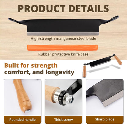 8 Inches Draw Knife Debarking Tool for Woodworking, Straight Draw Shave Knife Wood Carving Hand Tool for Tree Bending Broach Peeling, Whittling, Shaping, Detailing, Stripping