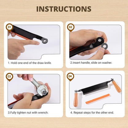 8 Inches Draw Knife Debarking Tool for Woodworking, Straight Draw Shave Knife Wood Carving Hand Tool for Tree Bending Broach Peeling, Whittling, Shaping, Detailing, Stripping