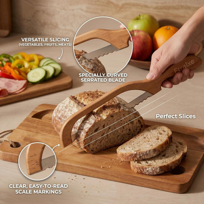 Sourdough Bread Slicer | Bread Cutting Board | 420 Stainless Steel Blade with Magnetic Backing for Easy Storage | Measurement Markings | For Sourdough Bread, Bagel | Ideal for Baking Enthusiasts