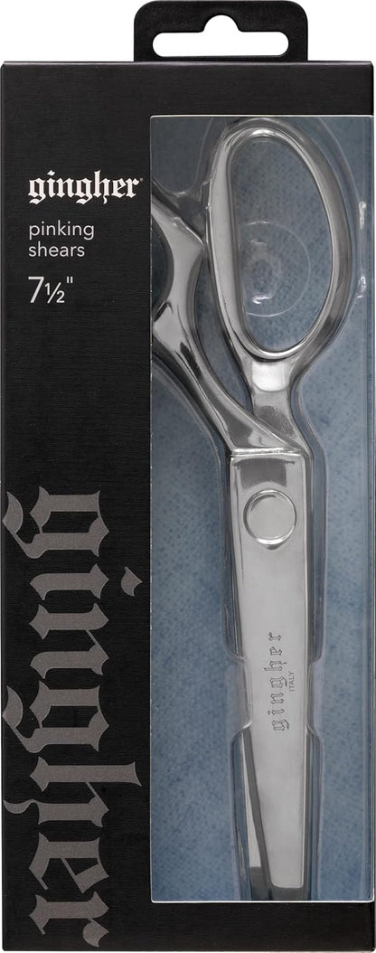 Gingher 7.5" Pinking Shears for Fabric Cutting, Zig Zag Scissor Blades | Prevent Fraying, Cut Decorative Edges for Sewing & Quilting, Forged Steel, Professional-Grade Dressmaking Supplies