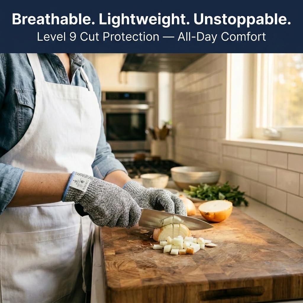 Premium Level 9 Cut Resistant Gloves for Food Prep, Butcher, Fish Cleaning, Meat Cutting, Mandoline