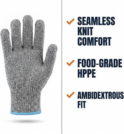 Premium Level 9 Cut Resistant Gloves for Food Prep, Butcher, Fish Cleaning, Meat Cutting, Mandoline
