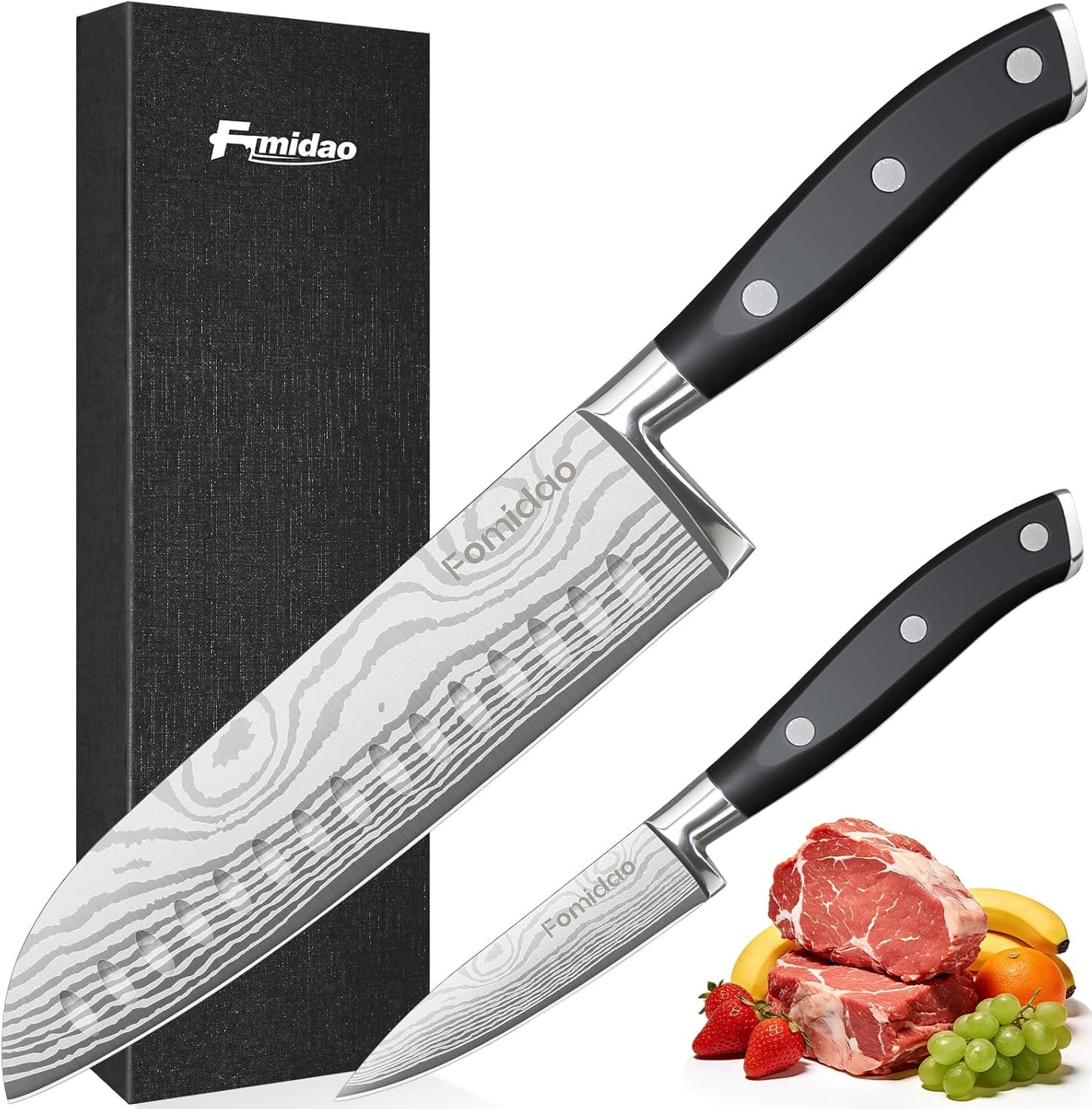 Nakiri Knife 7 Inch, Razor Sharp Meat and Vegetable Kitchen Knife, High Carbon Steel Japanese Chef Knife, Multipurpose Chopping Knife With Full Tang Handle for Home Kitchen Cooking