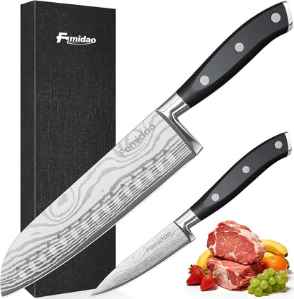 Nakiri Knife 7 Inch, Razor Sharp Meat and Vegetable Kitchen Knife, High Carbon Steel Japanese Chef Knife, Multipurpose Chopping Knife With Full Tang Handle for Home Kitchen Cooking