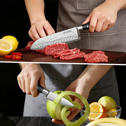 Nakiri Knife 7 Inch, Razor Sharp Meat and Vegetable Kitchen Knife, High Carbon Steel Japanese Chef Knife, Multipurpose Chopping Knife With Full Tang Handle for Home Kitchen Cooking