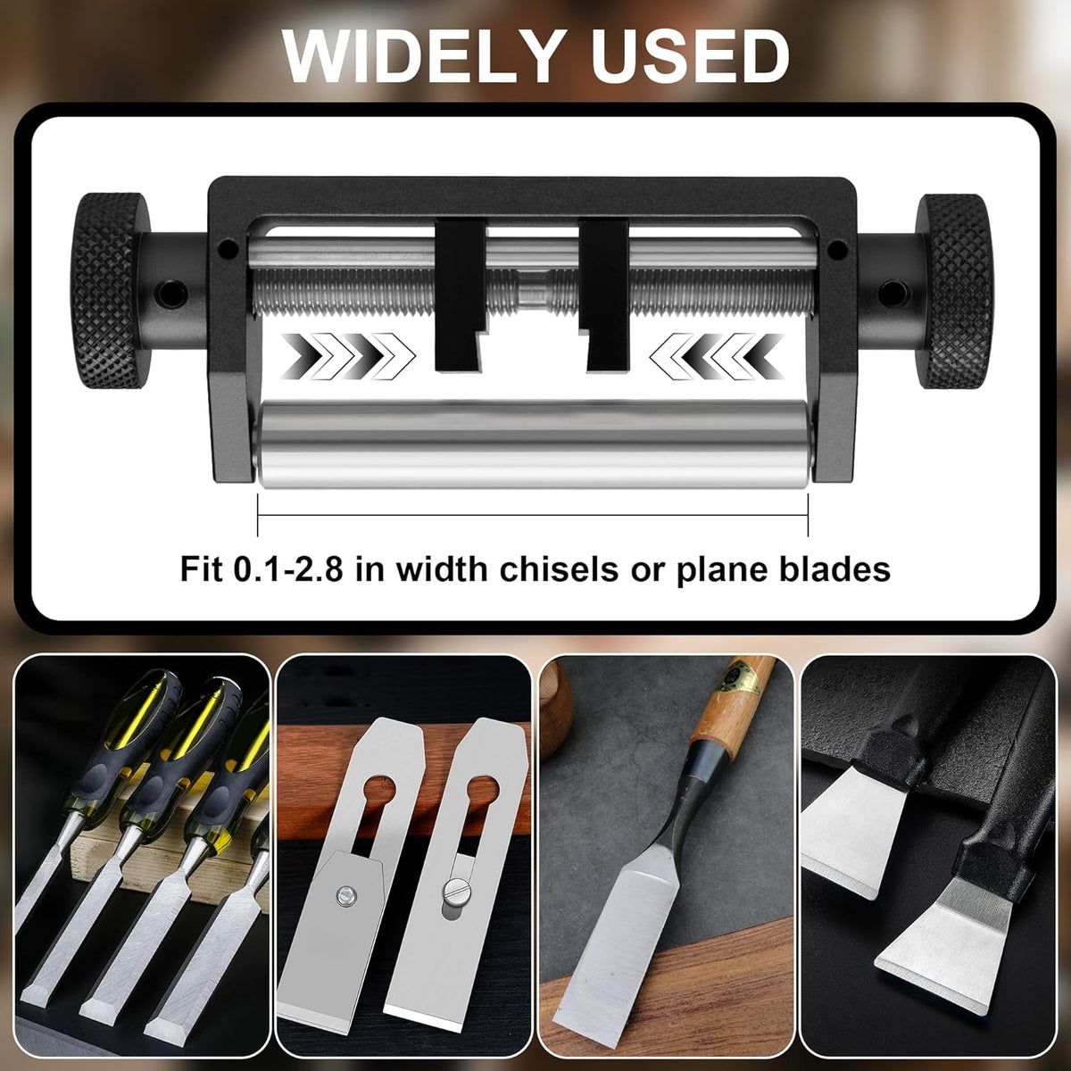 Chisel Sharpening Jig, Honing Guide for Woodworking Chisels and Planes Width 0.1" to 2.8", Metal Chisel Sharpening Kit with Angle Fixture and Angle Gague, Pink Red