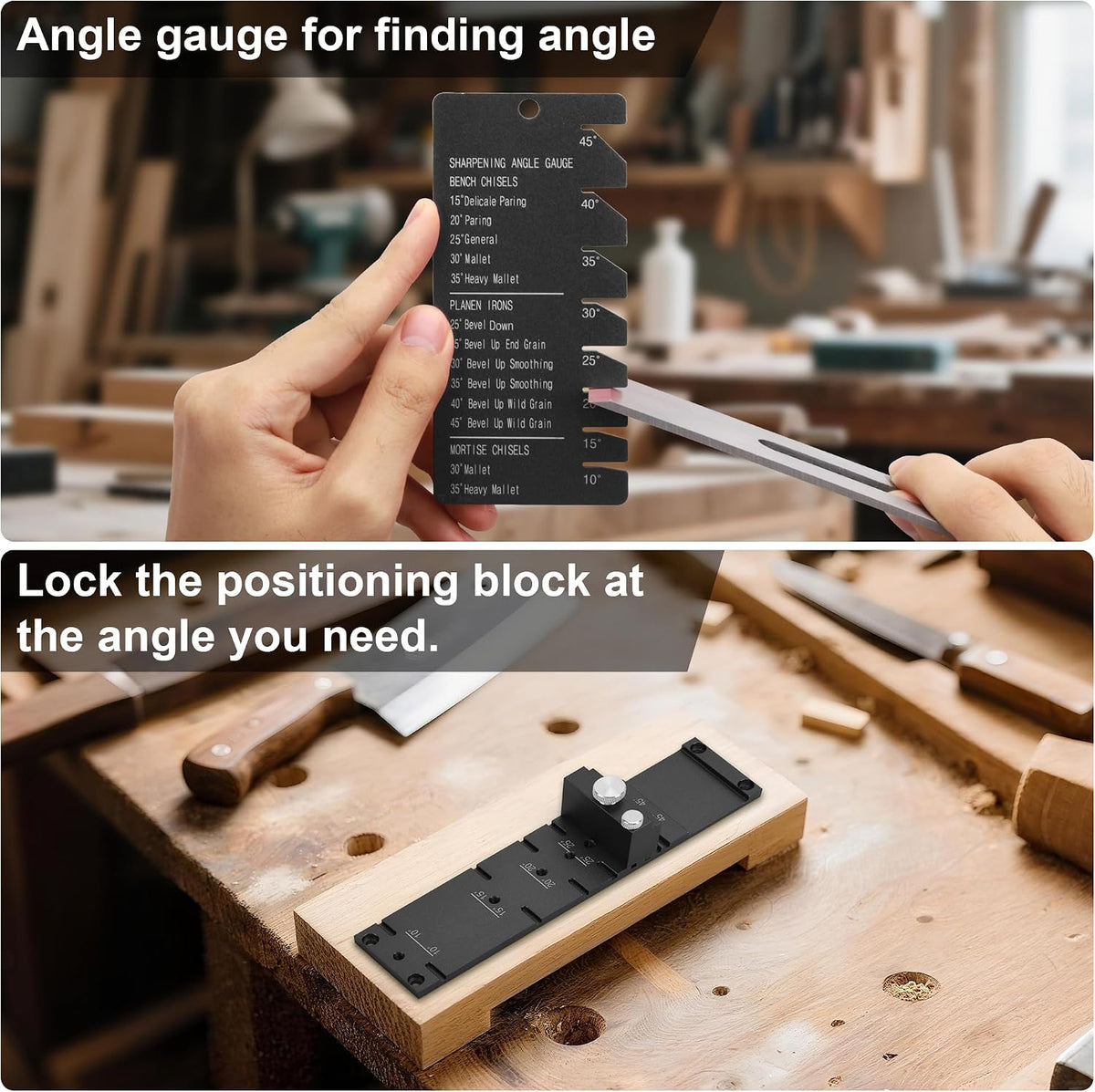 Chisel Sharpening Jig, Honing Guide for Woodworking Chisels and Planes Width 0.1" to 2.8", Metal Chisel Sharpening Kit with Angle Fixture and Angle Gague, Pink Red