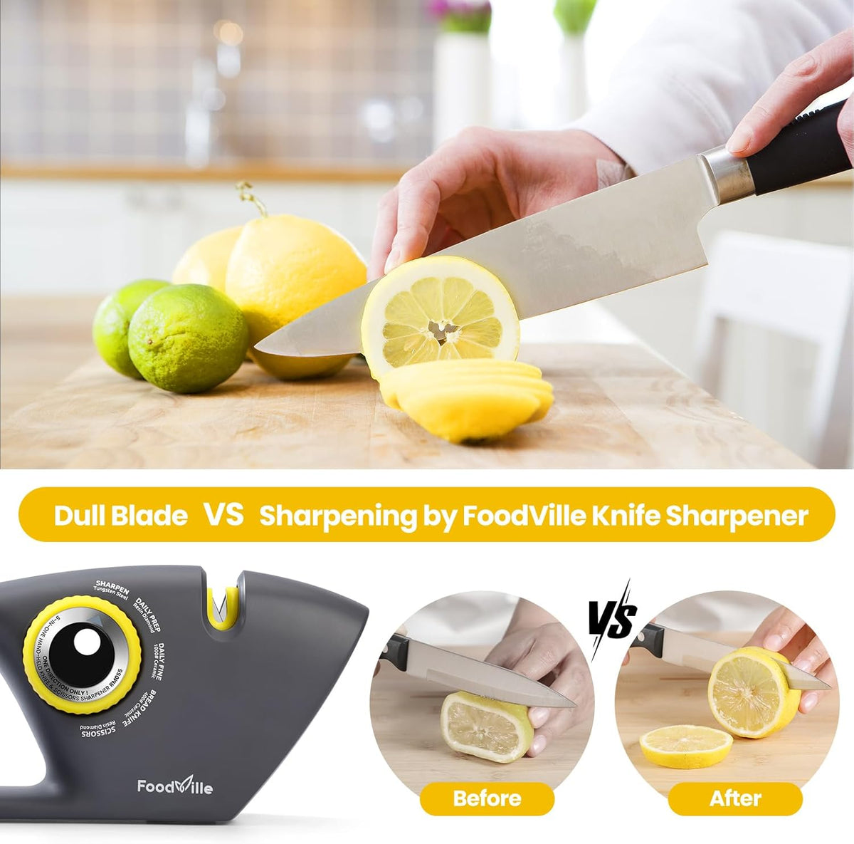 5 in 1 Knife Sharpener with 5 Stages including Tungsten, Diamond, Ceramic for Scissors and All Kinds of Kitchen Knives with Straight and Serrated Blades