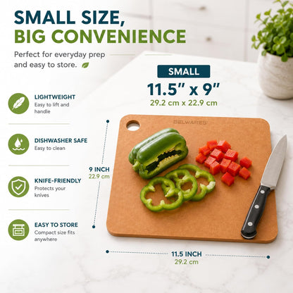 Dishwasher Safe Cutting Board for Kitchen - Large Non Plastic Wood Composite Cutting Board, Thin Lightweight Wood Fiber Chopping Board, Heat Resistant up to 350°F, Knife Friendly, 14.5 x 11.25 Inch