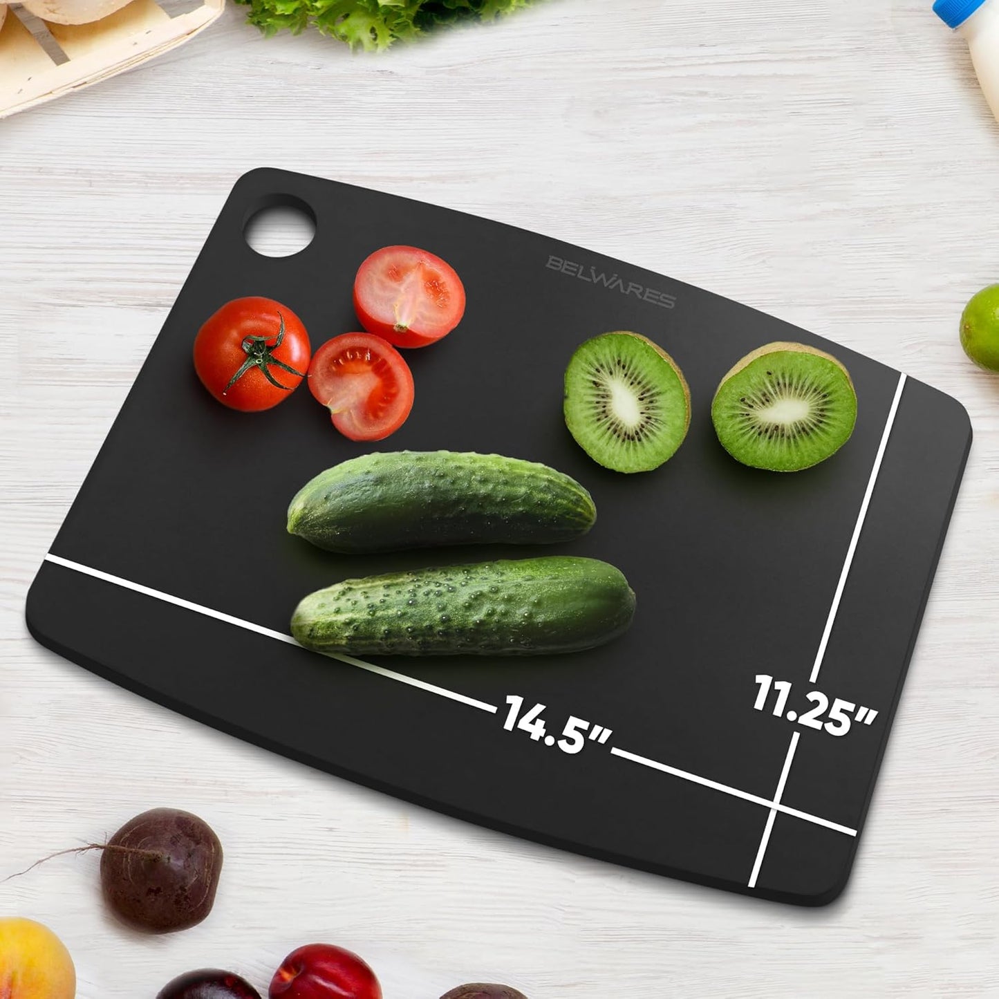 Dishwasher Safe Cutting Board for Kitchen - Large Non Plastic Wood Composite Cutting Board, Thin Lightweight Wood Fiber Chopping Board, Heat Resistant up to 350°F, Knife Friendly, 14.5 x 11.25 Inch