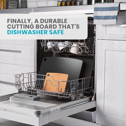 Dishwasher Safe Cutting Board for Kitchen - Large Non Plastic Wood Composite Cutting Board, Thin Lightweight Wood Fiber Chopping Board, Heat Resistant up to 350°F, Knife Friendly, 14.5 x 11.25 Inch