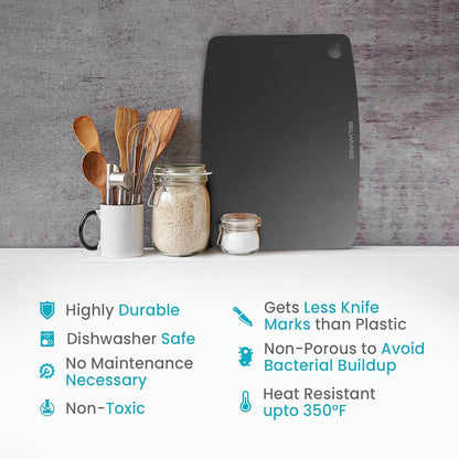 Dishwasher Safe Cutting Board for Kitchen - Large Non Plastic Wood Composite Cutting Board, Thin Lightweight Wood Fiber Chopping Board, Heat Resistant up to 350°F, Knife Friendly, 14.5 x 11.25 Inch