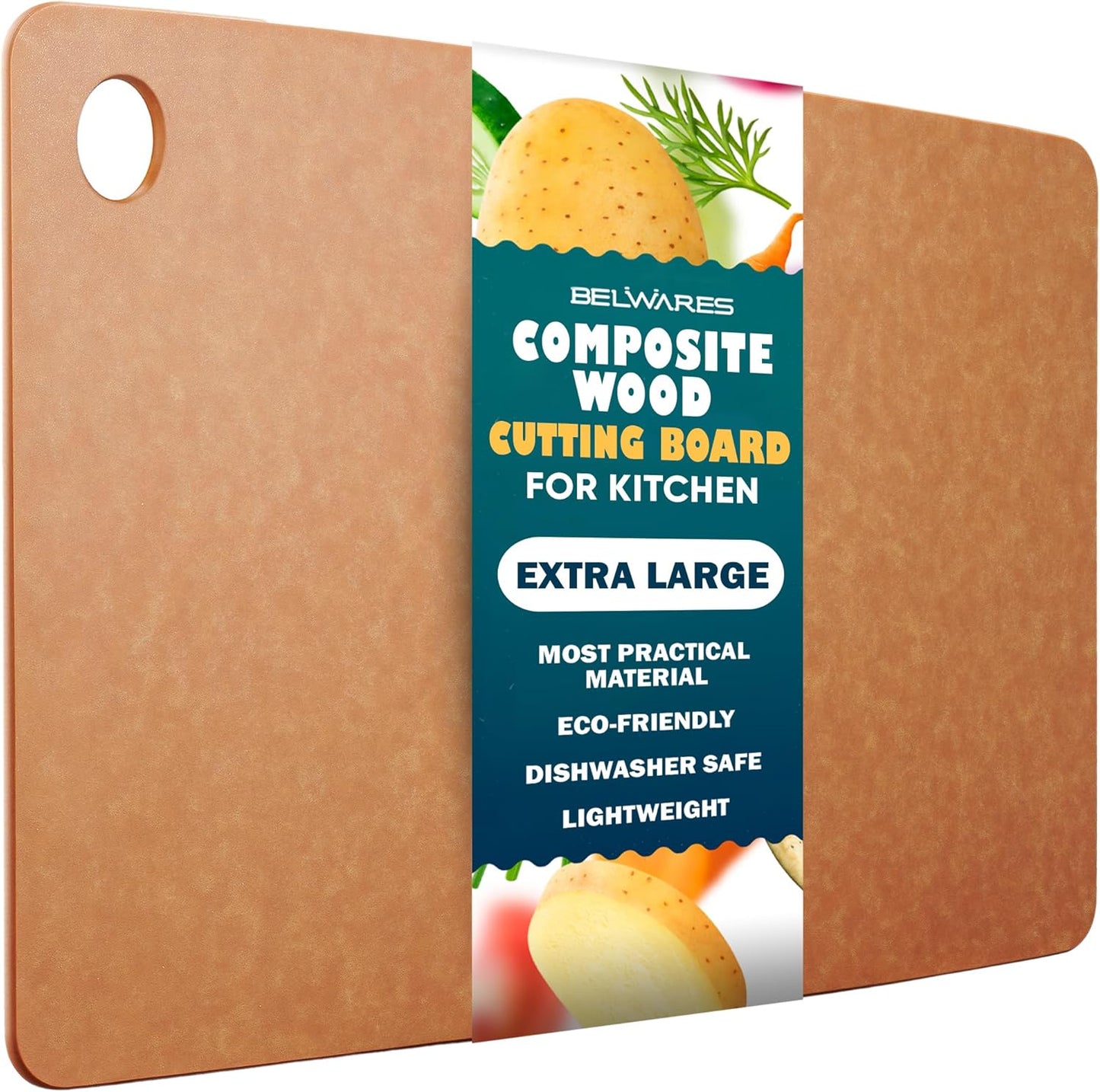 Dishwasher Safe Cutting Board for Kitchen - Large Non Plastic Wood Composite Cutting Board, Thin Lightweight Wood Fiber Chopping Board, Heat Resistant up to 350°F, Knife Friendly, 14.5 x 11.25 Inch