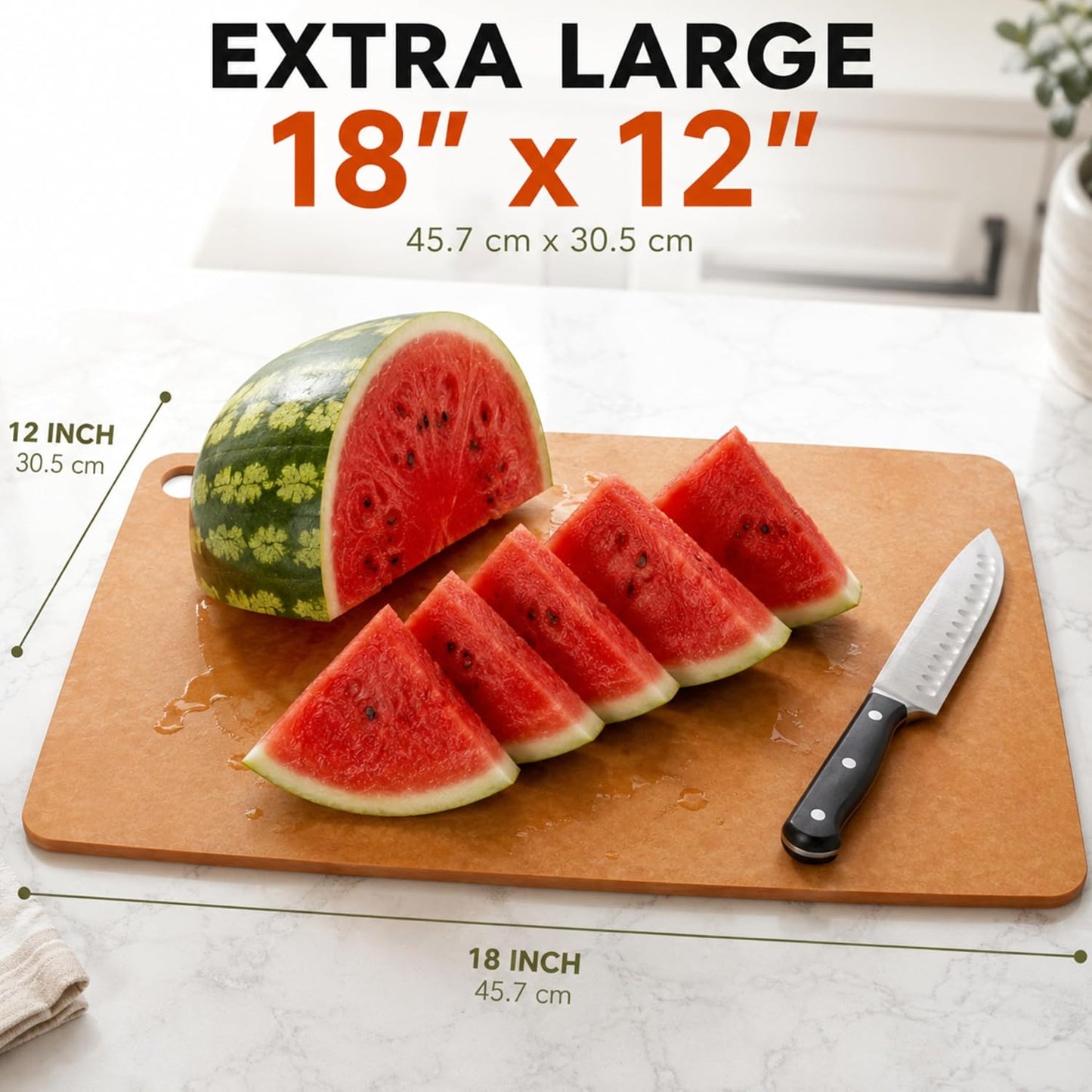 Dishwasher Safe Cutting Board for Kitchen - Large Non Plastic Wood Composite Cutting Board, Thin Lightweight Wood Fiber Chopping Board, Heat Resistant up to 350°F, Knife Friendly, 14.5 x 11.25 Inch