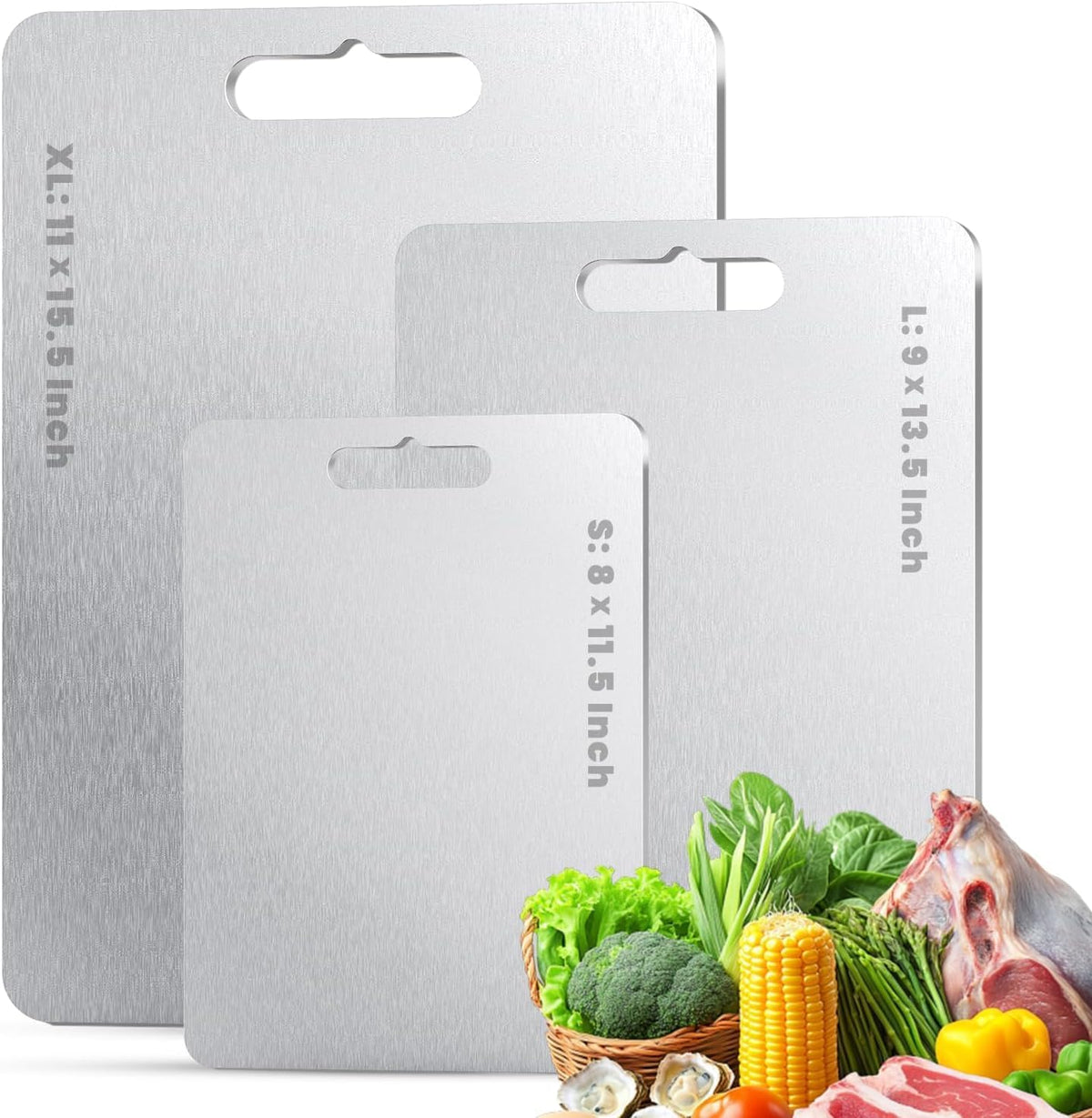 Titanium Cutting Board Set of 3PC, 100% Pure Titanium Kitchen Cutting Board