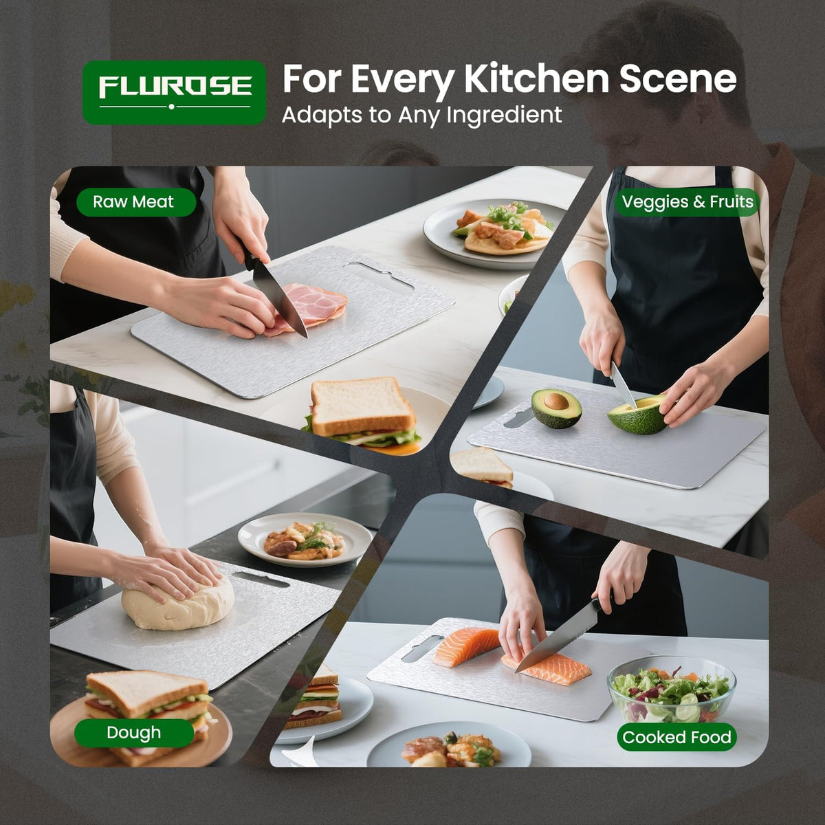 Titanium Cutting Board Set of 3PC, 100% Pure Titanium Kitchen Cutting Board