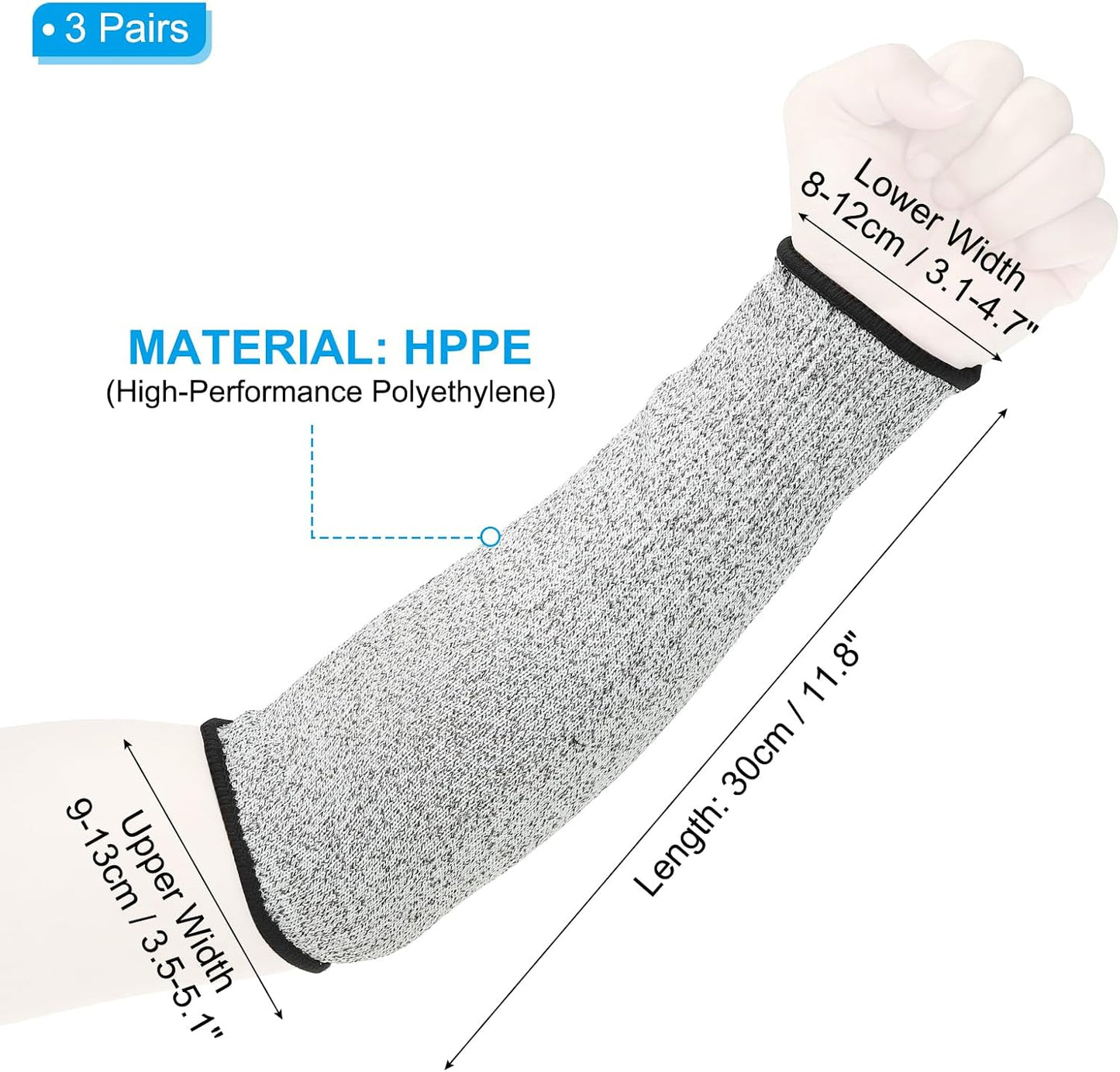 Cut Resistant Sleeve Arm Safety Protectors Sleeves Forearm Sleeve HPPE Level 5 Protection