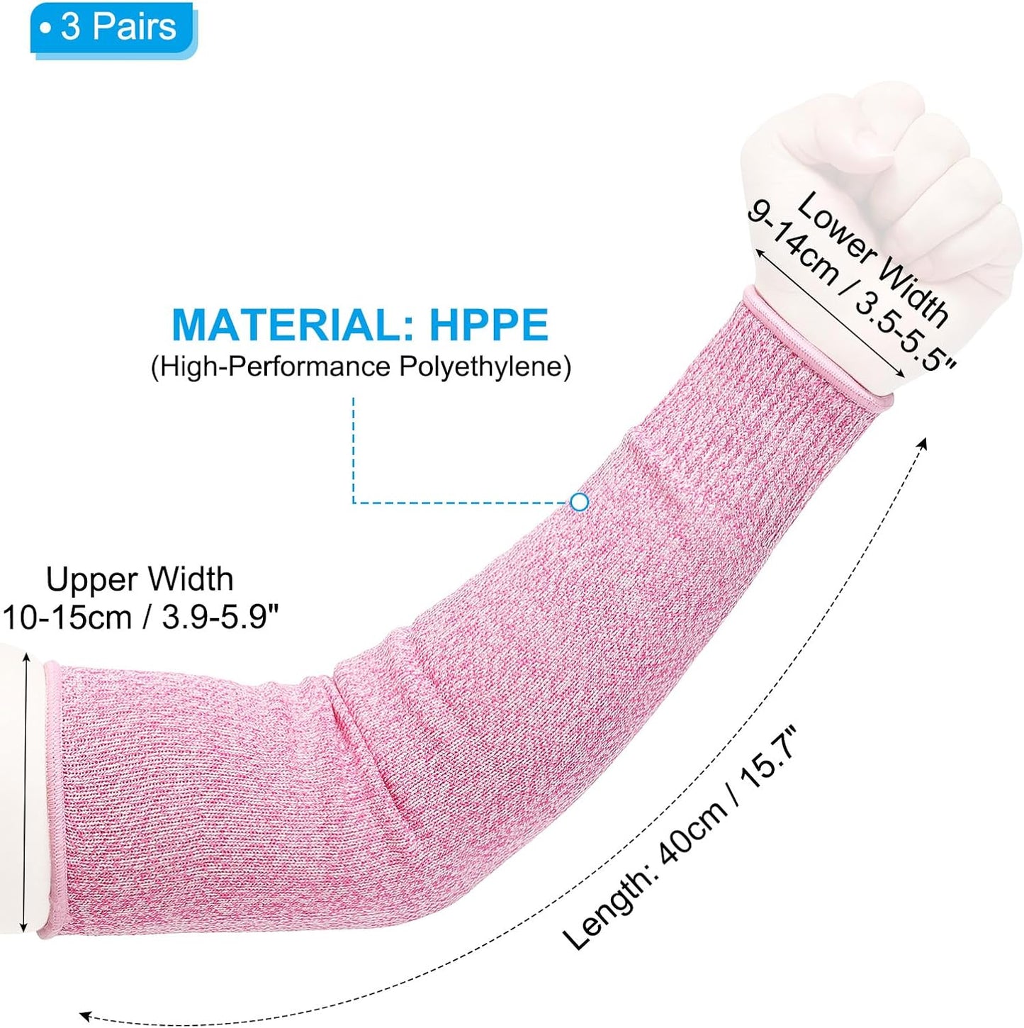 Cut Resistant Sleeve Arm Safety Protectors Sleeves Forearm Sleeve HPPE Level 5 Protection