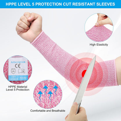 Cut Resistant Sleeve Arm Safety Protectors Sleeves Forearm Sleeve HPPE Level 5 Protection