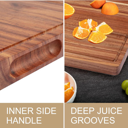 20 x 15 In Extra Large Acacia Wood Cutting Board, 1.5" Thick Kitchen Cutting Boards with Handle & Juice Groove, Butcher Block, Wooden Carving Board for Meat and Chopping Vegetables