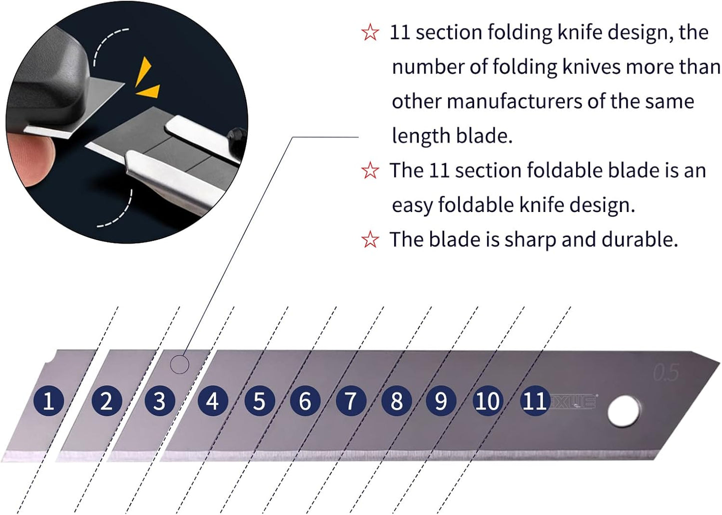 18mm Utility Knife Replacement Blades,60 Degree Snap Off SK4 Steel Blades for Retractable Cutting Knives, Hobby, Craft Knife, Box Cutter 20PCS