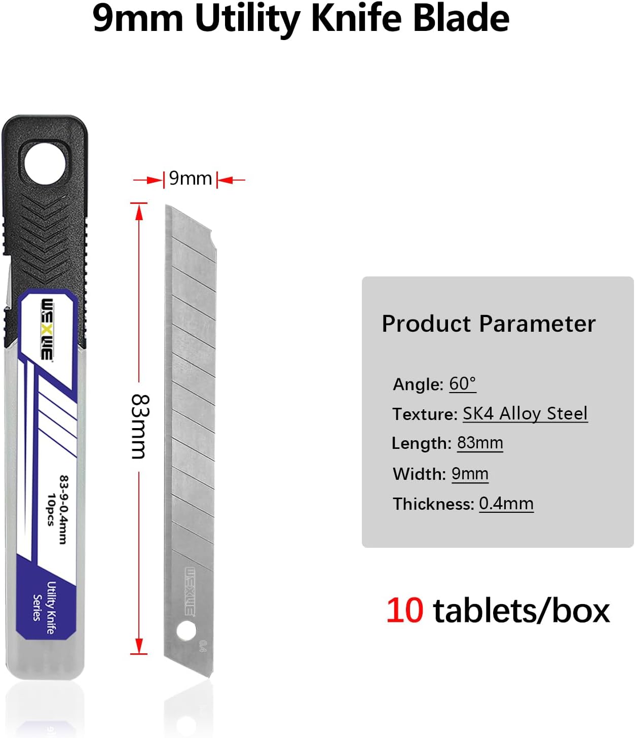 18mm Utility Knife Replacement Blades,60 Degree Snap Off SK4 Steel Blades for Retractable Cutting Knives, Hobby, Craft Knife, Box Cutter 20PCS
