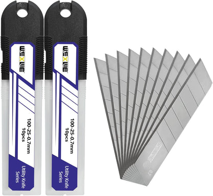 18mm Utility Knife Replacement Blades,60 Degree Snap Off SK4 Steel Blades for Retractable Cutting Knives, Hobby, Craft Knife, Box Cutter 20PCS