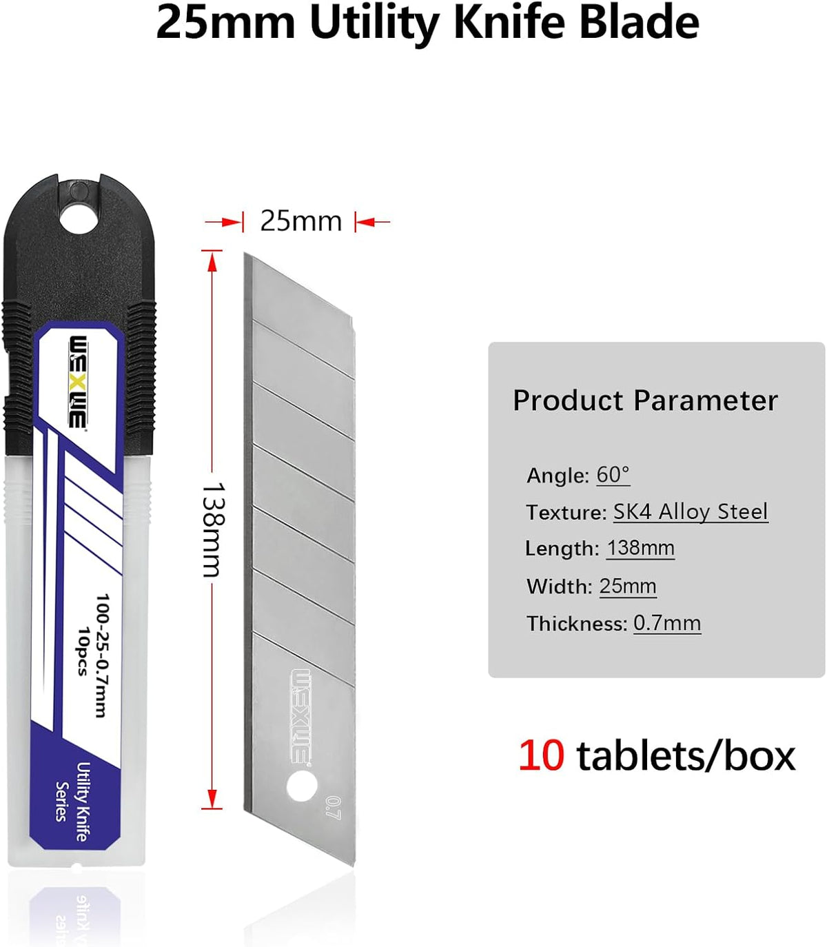 18mm Utility Knife Replacement Blades,60 Degree Snap Off SK4 Steel Blades for Retractable Cutting Knives, Hobby, Craft Knife, Box Cutter 20PCS