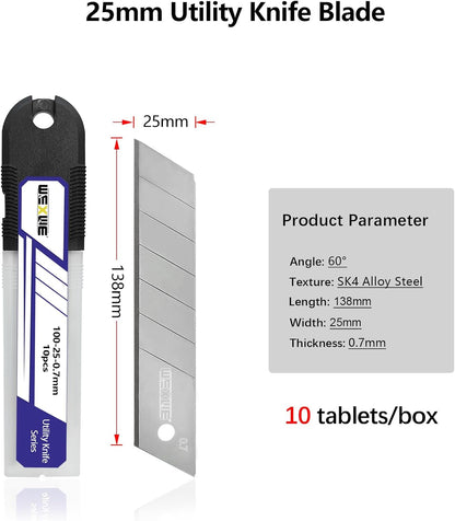 18mm Utility Knife Replacement Blades,60 Degree Snap Off SK4 Steel Blades for Retractable Cutting Knives, Hobby, Craft Knife, Box Cutter 20PCS