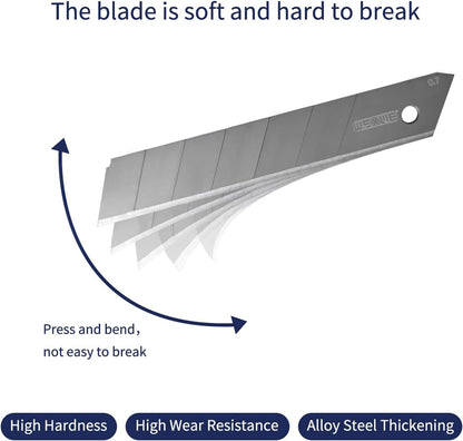18mm Utility Knife Replacement Blades,60 Degree Snap Off SK4 Steel Blades for Retractable Cutting Knives, Hobby, Craft Knife, Box Cutter 20PCS