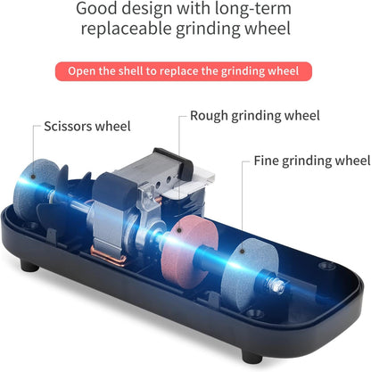 kitchen knife sharpener electric knife scissor sharpener 50w at 12.6-Degree Bevel to Quickly Sharpen Polish Slotted Screwdriver Sharpen with Replaceable Wheels S820