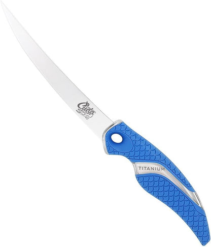 6" Curved Boning 18833 Titanium Bonded Corrosion Resistant Stainless Steel Blade Fish Knife with Precision Ground Edge & Non-Slip Grip For Freshwater Use