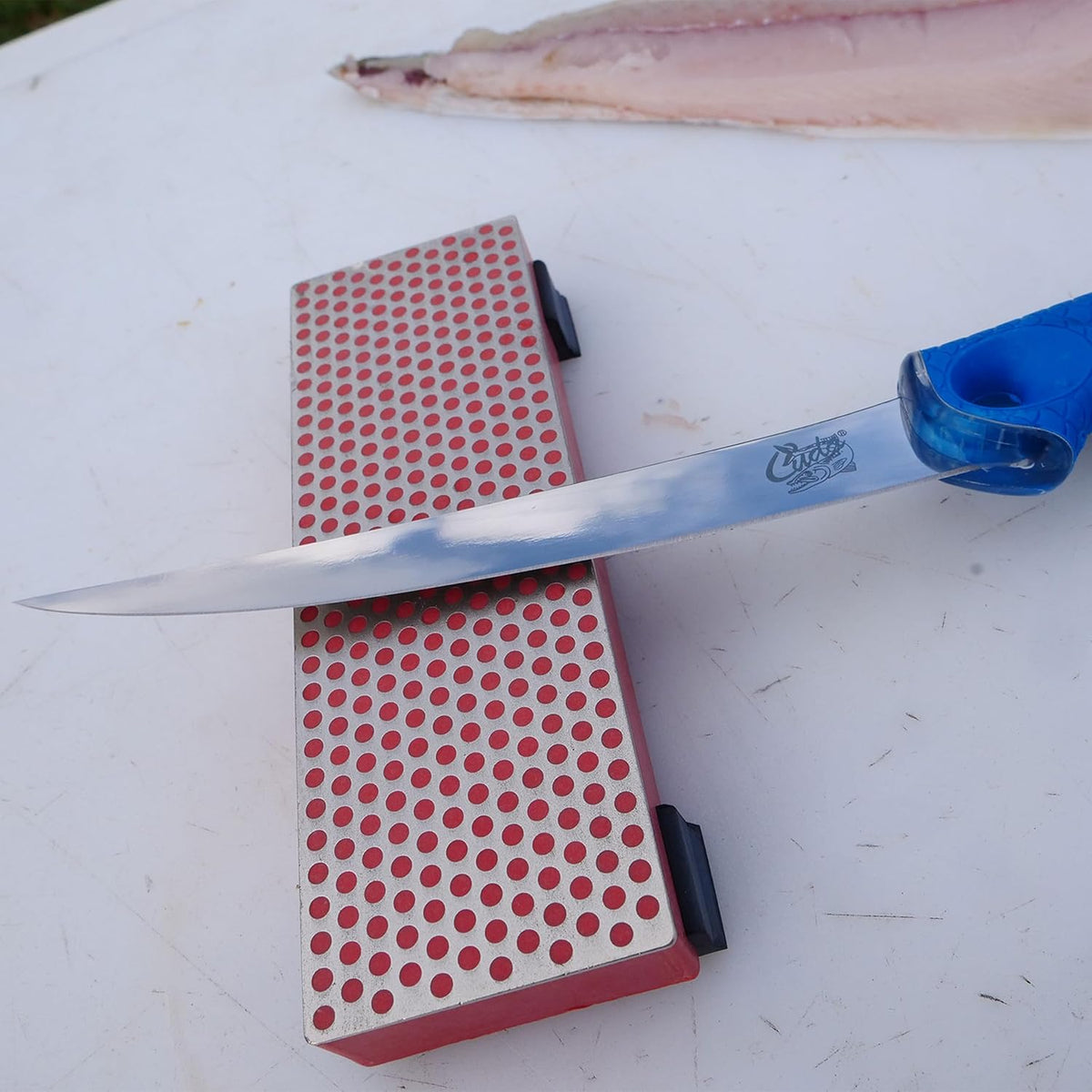 6" Curved Boning 18833 Titanium Bonded Corrosion Resistant Stainless Steel Blade Fish Knife with Precision Ground Edge & Non-Slip Grip For Freshwater Use