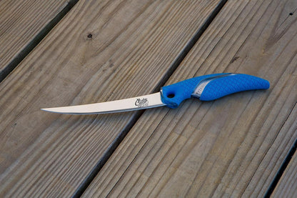6" Curved Boning 18833 Titanium Bonded Corrosion Resistant Stainless Steel Blade Fish Knife with Precision Ground Edge & Non-Slip Grip For Freshwater Use