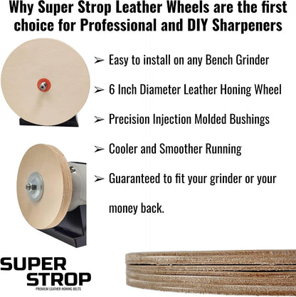 6" Leather Honing Wheel Fits 6 in. Bench Grinders and Polishers