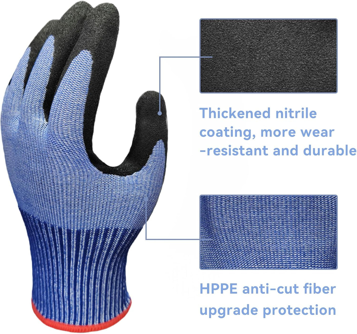 Cut Resistant Gloves for Men – Abrasion Resistance, Non-Slip Safety Cut Gloves for Industrial, Kitchen