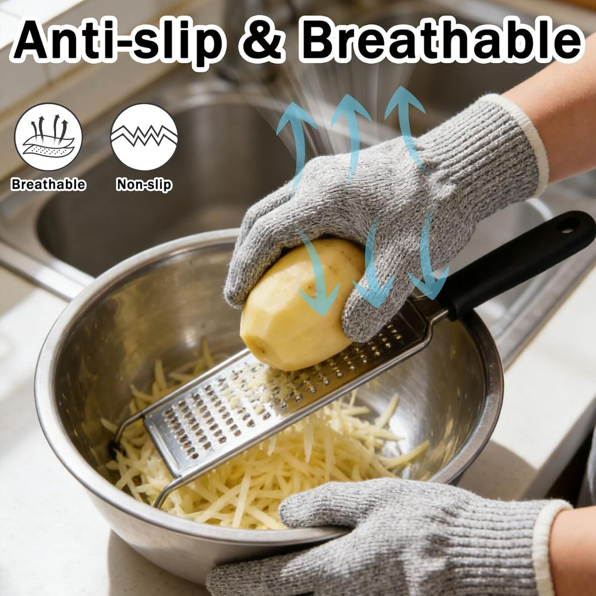 Cut Resistant Gloves for Men – Abrasion Resistance, Non-Slip Safety Cut Gloves for Industrial, Kitchen