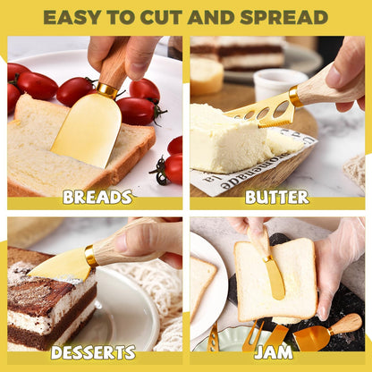 Charcuterie Boards Accessories Gold Charcuterie Utensils Cheese Butter Spreader Knife Set Small Serving Tongs Forks and Spoons Dipping Bowls Honey Dippers Toothpick Flags for Party Platter Making