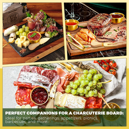 Charcuterie Boards Accessories Gold Charcuterie Utensils Cheese Butter Spreader Knife Set Small Serving Tongs Forks and Spoons Dipping Bowls Honey Dippers Toothpick Flags for Party Platter Making