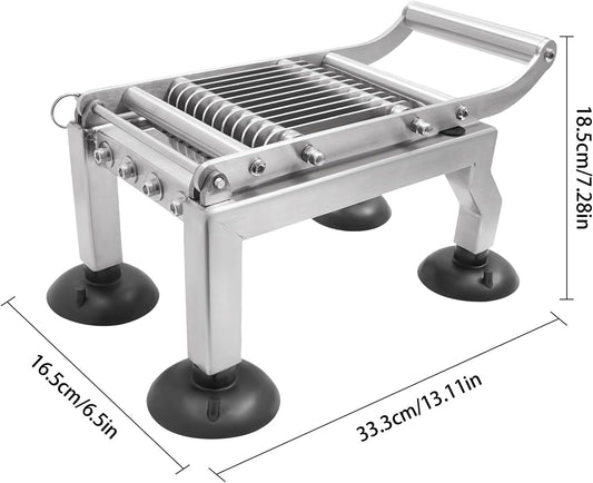 Commercial Vegetable Slicer, Stainless Steel Slicer Tool with 4 Suction Cups, 10mm Thickness Manual Cutter, Commercial Tabletop Tomato Slicer for S Onion, Ham, Pepper